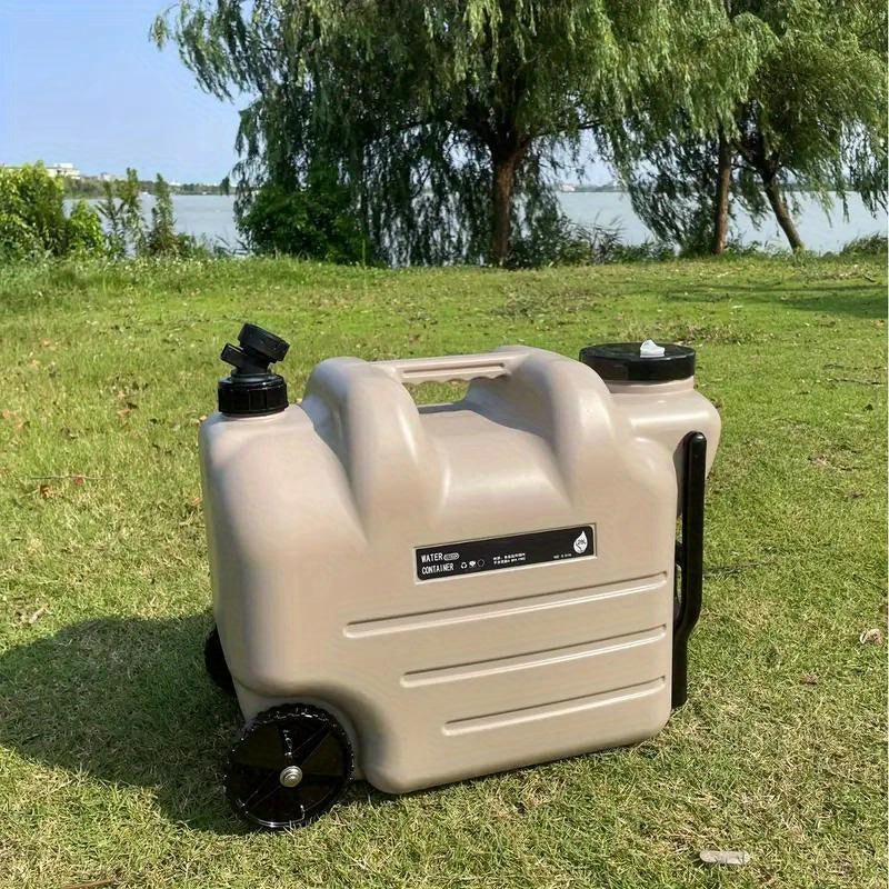 Portable Water Bucket with Wheels and Pull Rod 7.4 Gal 28L Large Capacity PE Square Water Container Collapsible Rolling Water Jug for Outdoor Camping Hiking Picnic Emergency Water Storage