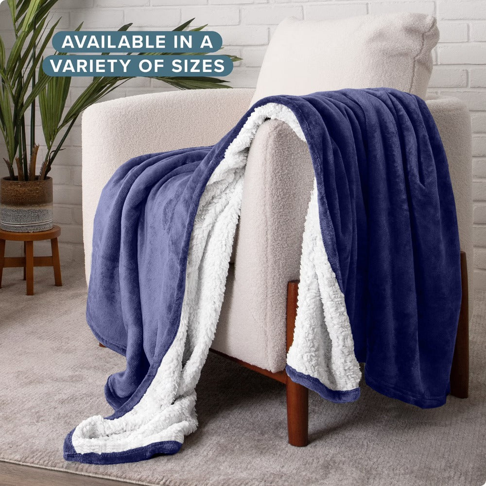 Sherpa Flannel Blanket – Double-Layer Ultra Soft Warm Throw for Bed, Sofa & Bedroom Decor, Better Sleep, 14 Colors, 3 Sizes