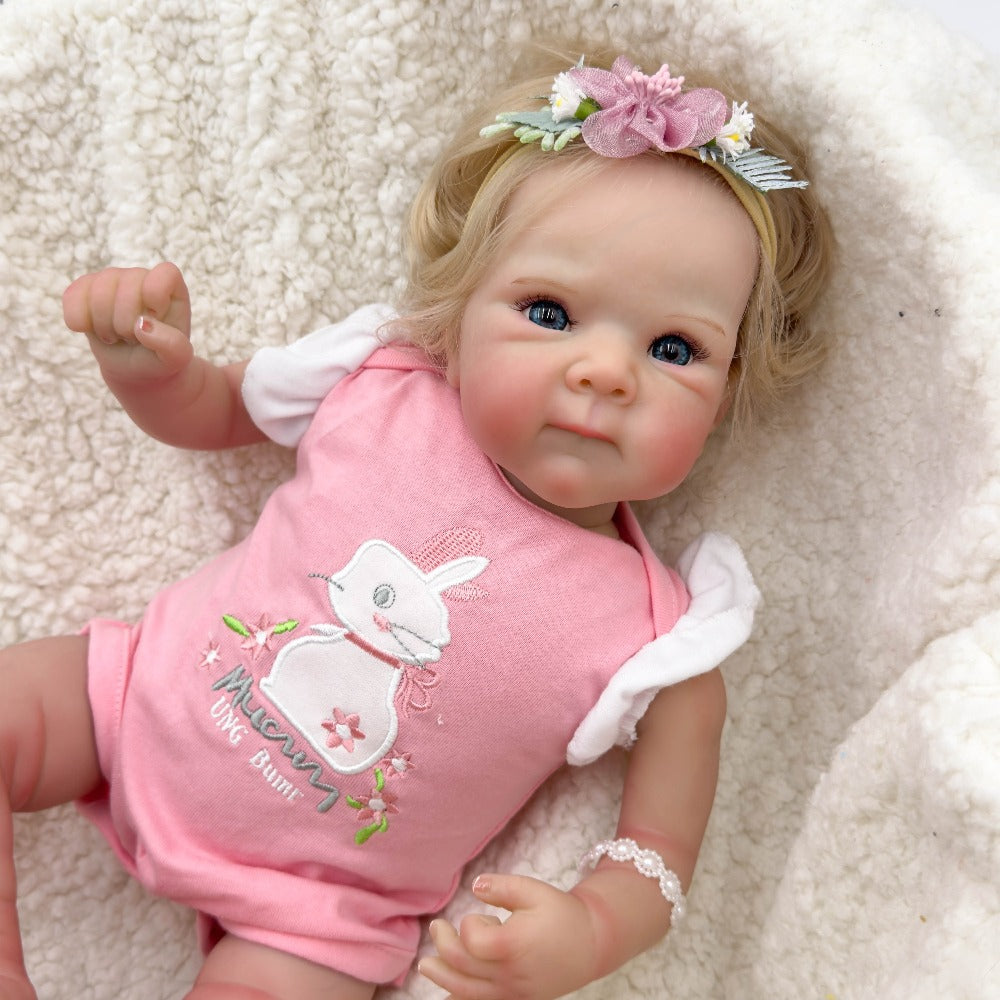 16-Inch Reborn Baby Doll with Rooted Hair and Soft Cloth Body