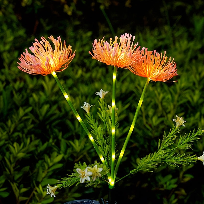 Solar Powered Flower Garden Lights 2-Pack – 3-Head Outdoor Lawn Simulation Shore Flower Stake Lights for Courtyard, Garden, Pathway & Landscape Decoration
