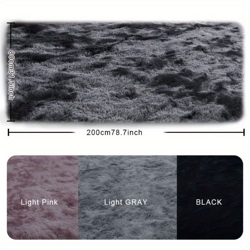 Tie-Dye Plush Fluffy Mat Absorbent Non-Slip – Luxury Soft Bathroom Rug for Living Room & Bedroom, Modern Home Decor Floor Mat, 31.5x78.7 in – Light Grey, Dark Gray, Light Pink, Black