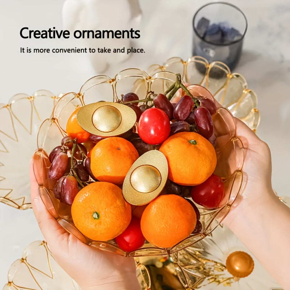 Crystal Rotating Fruit Plate Set 5-Tier – Luxury Round Multi-Layer Snack Candy Dish Bowl for Living Room Coffee Table Home Decor European Style Elegant Dessert Display Centerpiece Gift