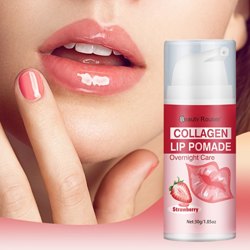 Lip Pomade Collagen 30g Moisturizing Plumping Lip Essence — Deep Hydration Day & Night Lip Care Nourishes Repairs Dry Chapped Lips Long-Lasting Clear Glossy Finish All Skin Types