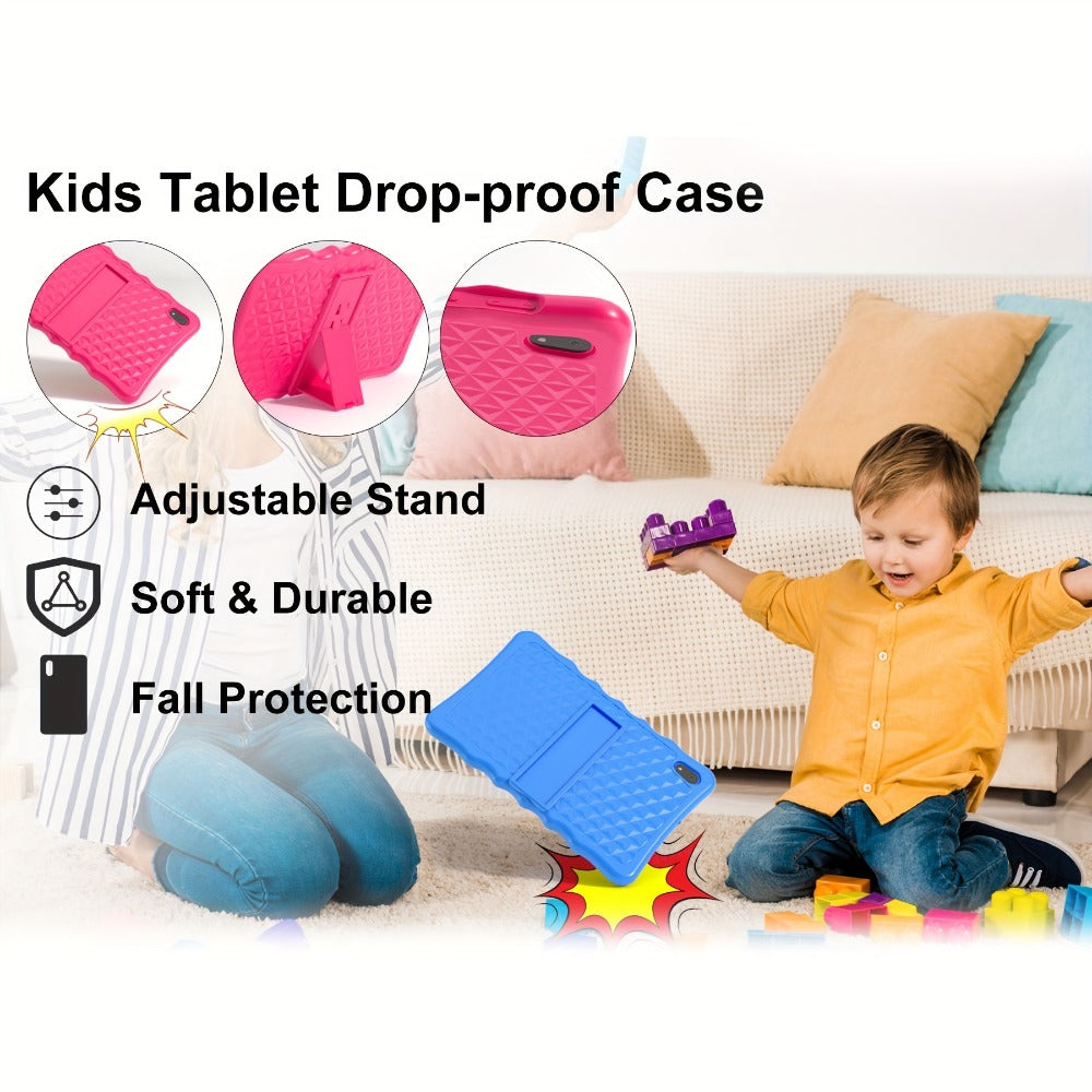 Kids Tablet 10.1 Inch Android 13 with 4GB RAM 32GB, 6000mAh Battery, Dual Camera, WiFi, Bluetooth, Parental Controls & Shockproof Case – Learning Tablet Gift for Boys & Girls, Blue / Pink