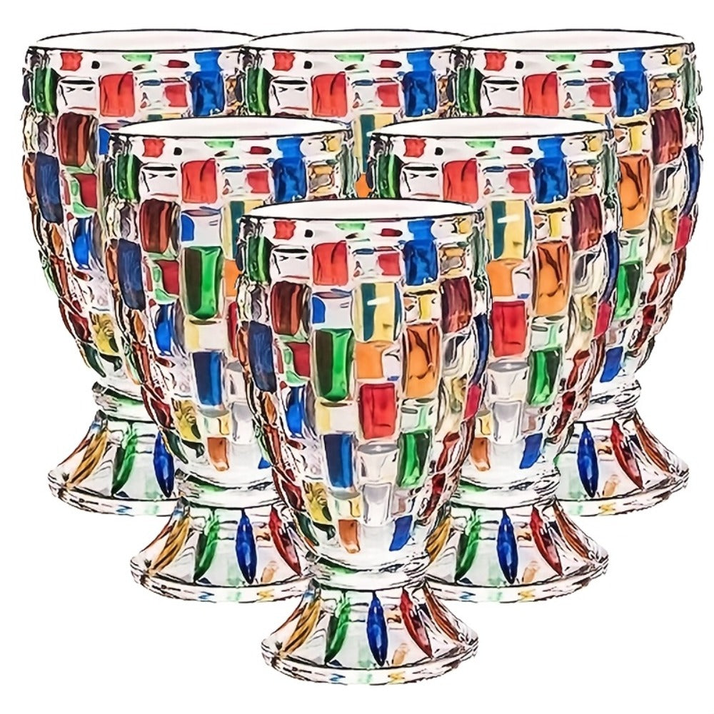 Colorful Geometric Rim Drinking Glasses Set – Shatterproof Wine Glasses for Champagne, Iced Tea & Cocktails – Dishwasher Safe – Perfect Gift for Christmas, Valentine's Day & Parties – 2pcs or 6pcs