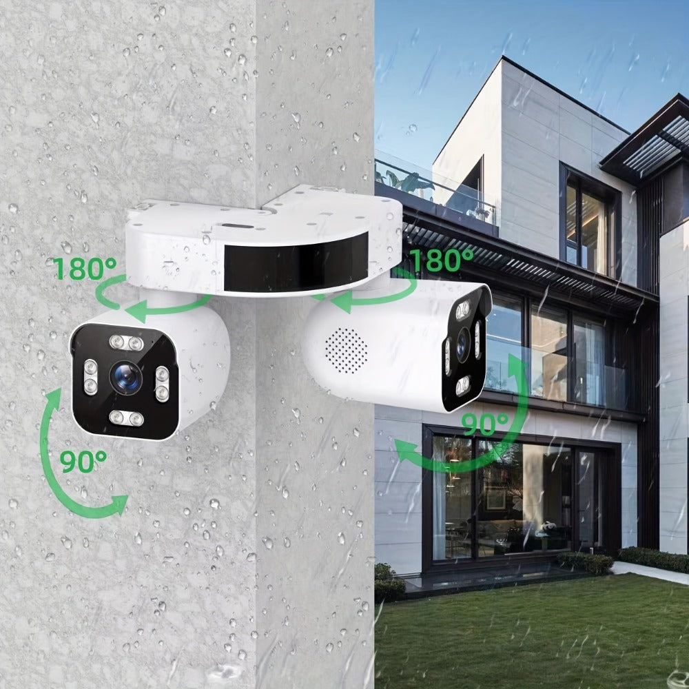 8MP Dual Lens PTZ Security Camera Outdoor Indoor WiFi Wireless Surveillance Camera 360° Panoramic View Corner Mount Full Color Night Vision Waterproof IP66