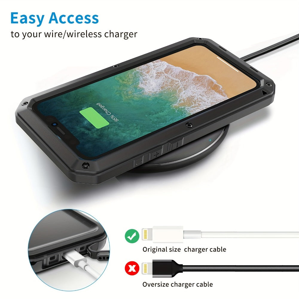 Heavy Duty Samsung Galaxy S24 Ultra Case Rugged Metal with Built-In Glass Screen Protector – Military-Grade Shockproof Dustproof Drop Protection Hard Cover, Compatible with Galaxy S23 Ultra S-Pen