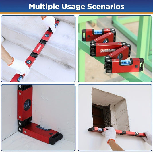 Folding Bubble Level with Multi-Angle Design for Woodworking and Post Installation