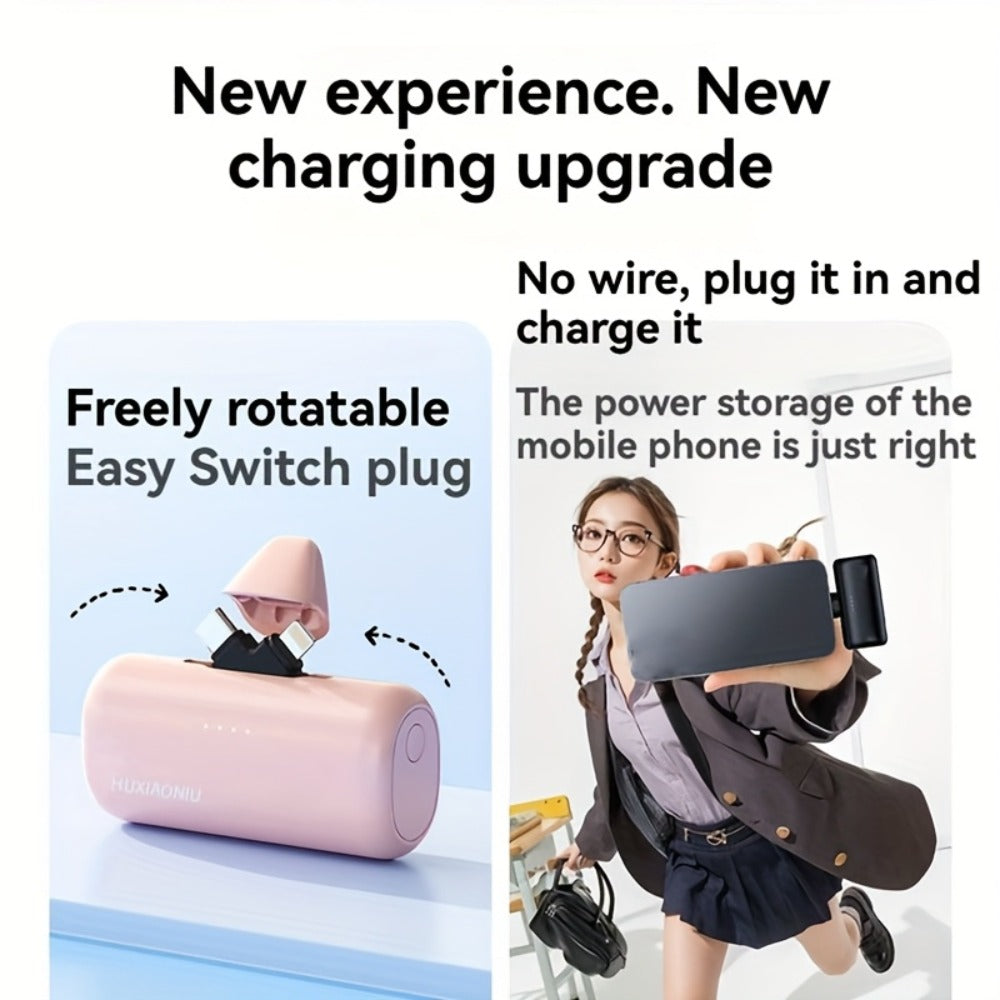 5000mAh Portable Charger with Built-In 2-in-1 Lightning & USB-C Connector - Slim Mini Power Bank 18.5W Fast Charging Compatible with iPhone 17 16 15 14 13 12 11 Samsung Android