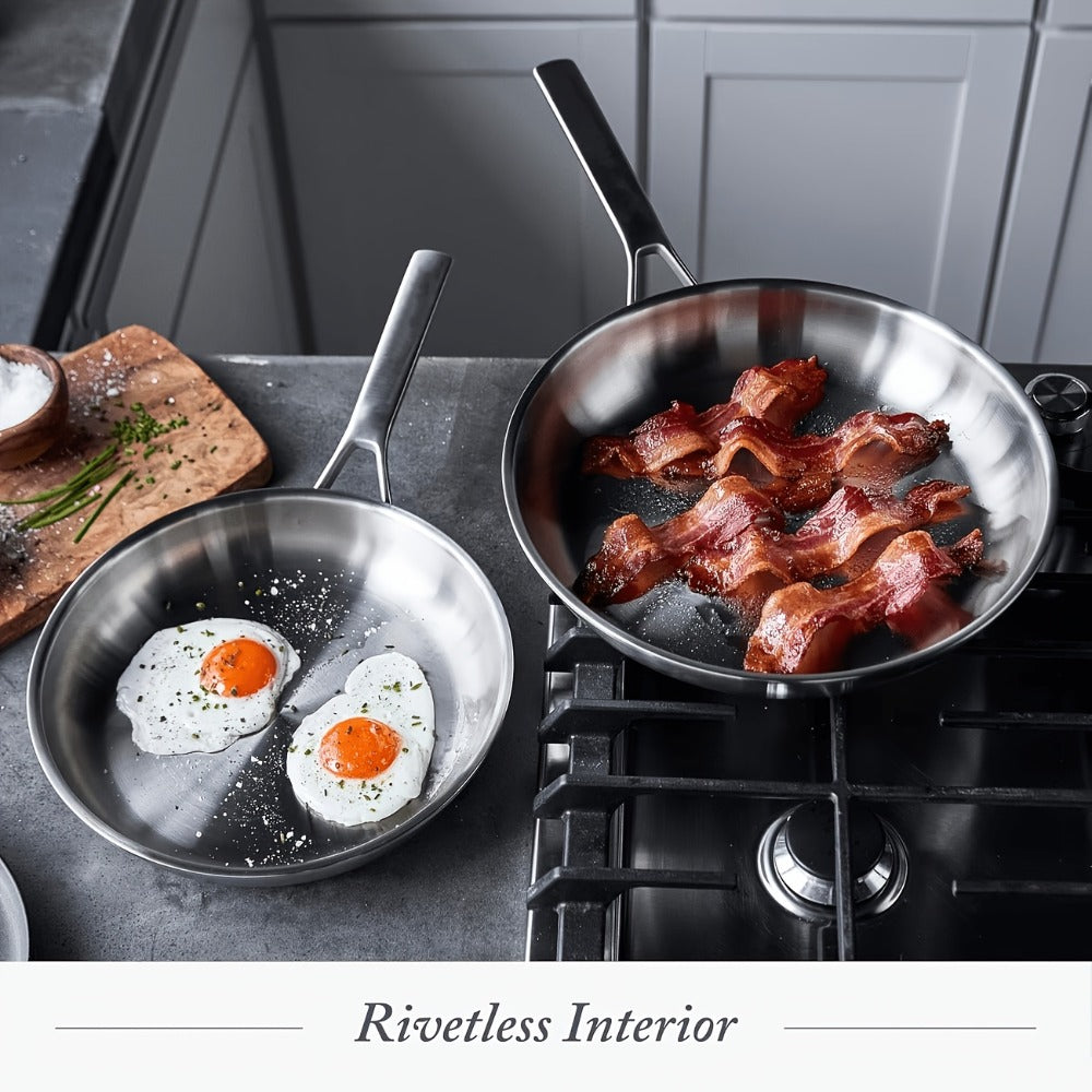 304 Stainless Steel Frying Pan 11 Inch Triply Base – Ergonomic Handle Even Heat Distribution Dishwasher Safe | Induction Compatible Professional Restaurant Grade Skillet 26cm Kitchen Cookware