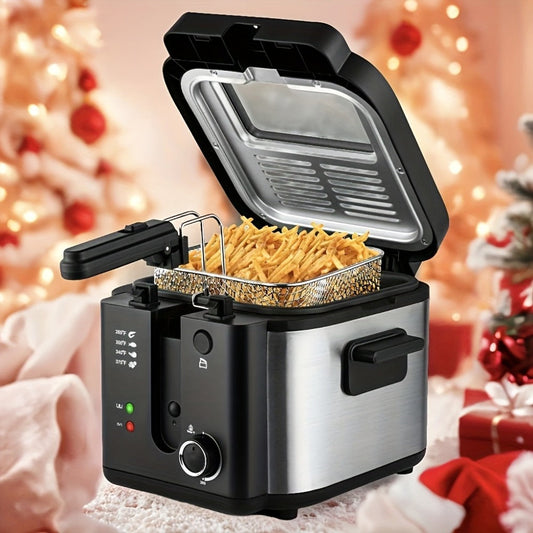 Electric Deep Fryer with Stainless Steel Basket & Adjustable Temperature, 1.5–6 L Options