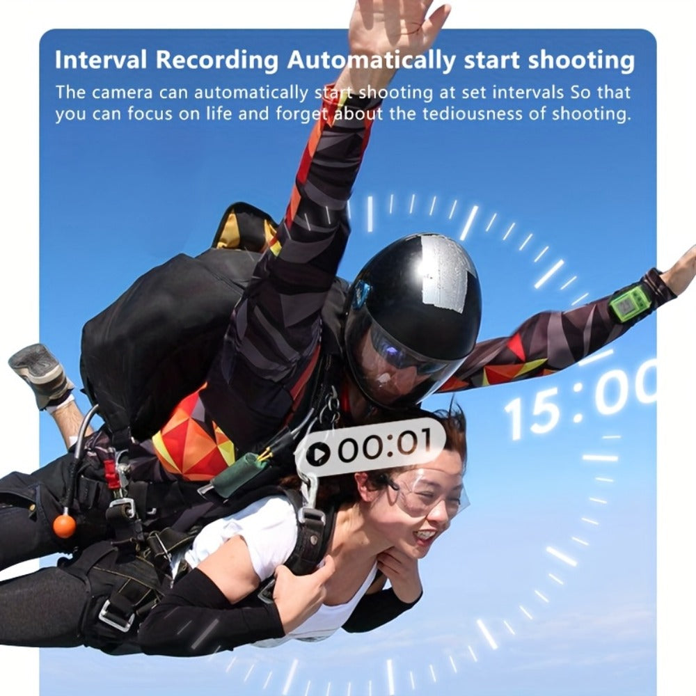 Action Camera 10180P with 360° Rotating Lens, Lightweight 150g Wearable Vlog Camera with 32G Card Option – Pocket-Sized Rechargeable Cam for Vlogging, Sports & Outdoor Adventures