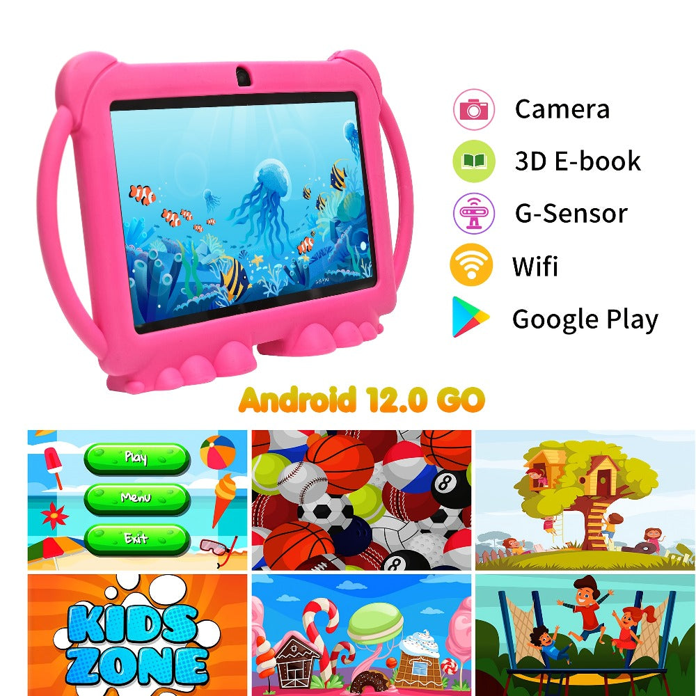 7-Inch Kids Tablet with Android 12, 32GB Storage, Parental Controls and Dual Cameras