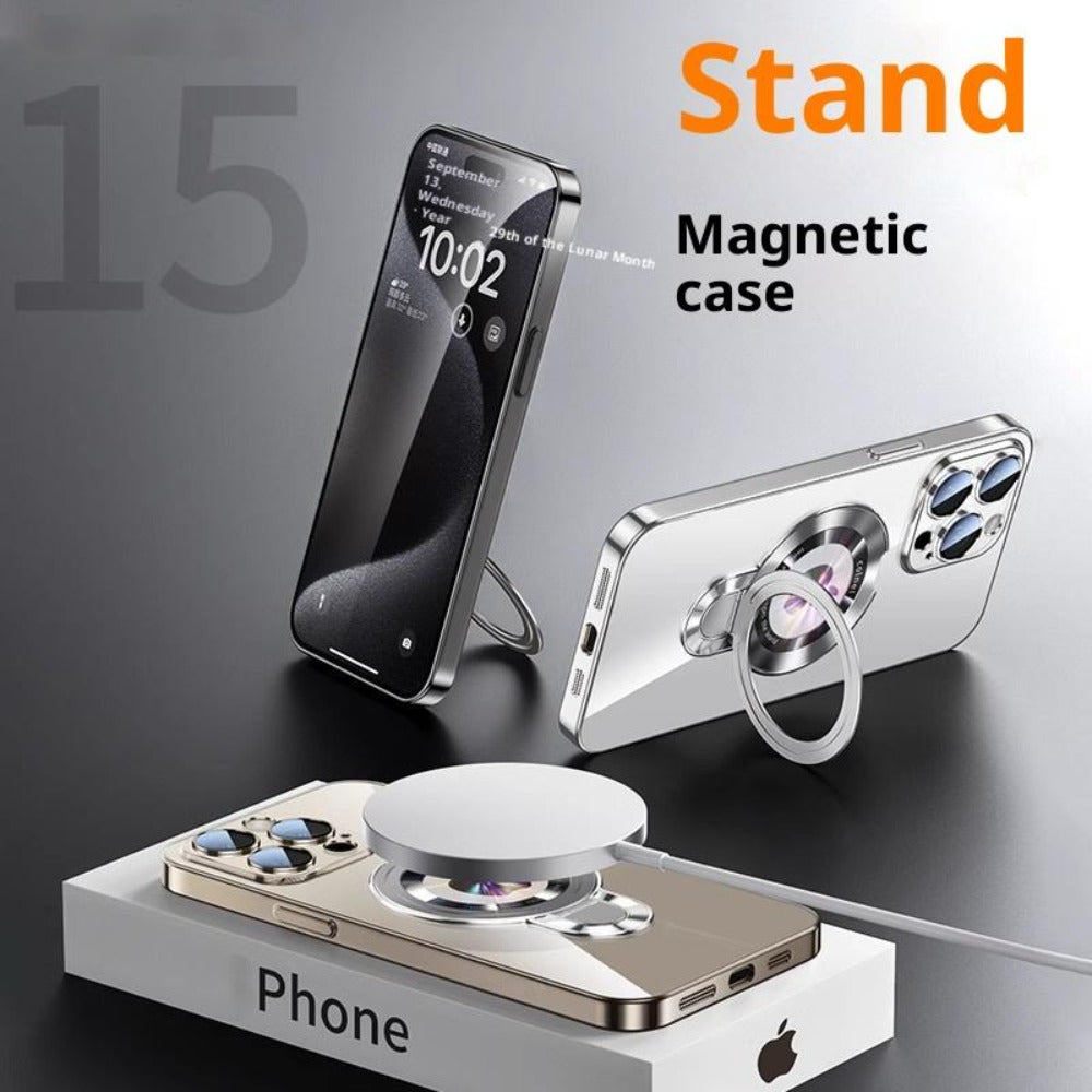 Magnetic U-Stand iPhone Case 2-Piece Set Drop Protection Streamlined Design for iPhone 17 Pro Max 17 Pro 17 Air 17 16 Pro Max 16 Pro 16 Plus 16 15 Pro Max 15 Pro 15 Plus 15 14 Pro Max 14 Pro 14 Plus 14 13 Pro Max 13 Pro 13 12 Pro Max 12 Pro 12