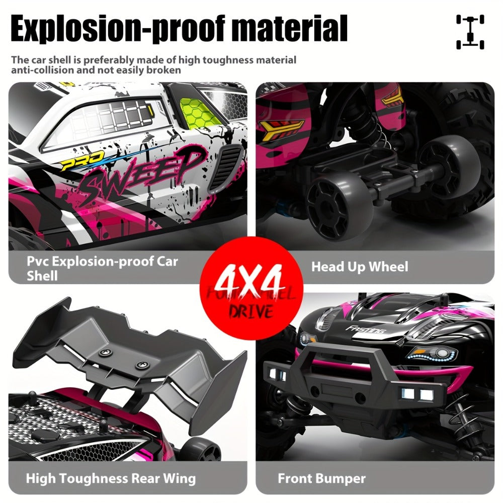 RC Off-Road Car 1:16 Scale 4WD, 70 KM/H 2.4GHz All-Terrain Monster Truck