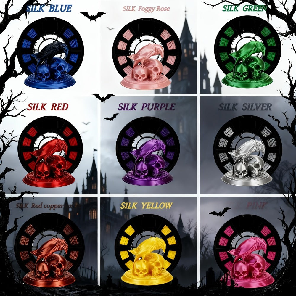 Silk PLA Filament 250g 12 Colors 1.75mm ±0.02mm – Silk Metallic Transparent & Solid Finish Options Vacuum Packed Beginner Friendly Wide FDM Compatibility for 3D Printers