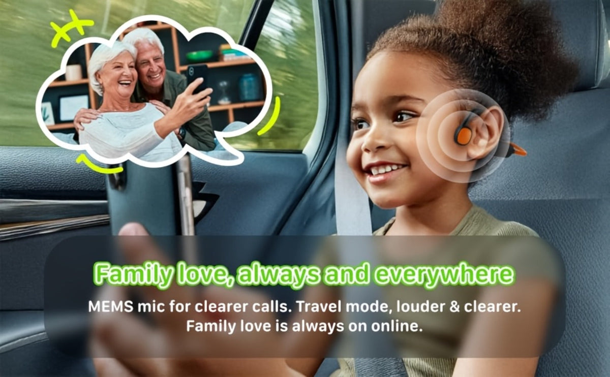 Kids Open Ear Headphones Air Conduction Wireless Bluetooth Headset Mic 20H Playtime Safe Hearing Protection Stereo Sound School Sports Outdoor Children Earphones Orange Red Green