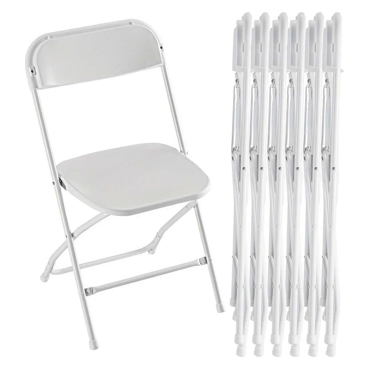 Commercial Folding Chairs Stackable – 350lb Heavy Duty Steel Frame, Weather Resistant Plastic, Indoor & Outdoor Event Seating – White or Black, 4 to 20 Pack for Weddings & Parties