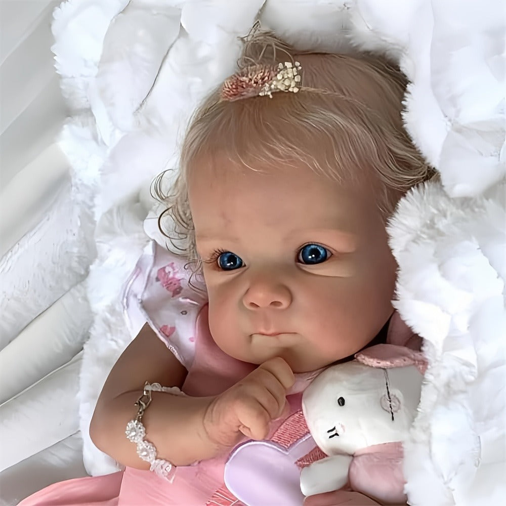 22-Inch Full Vinyl Reborn Baby Doll with Rooted Hair and Open Eyes