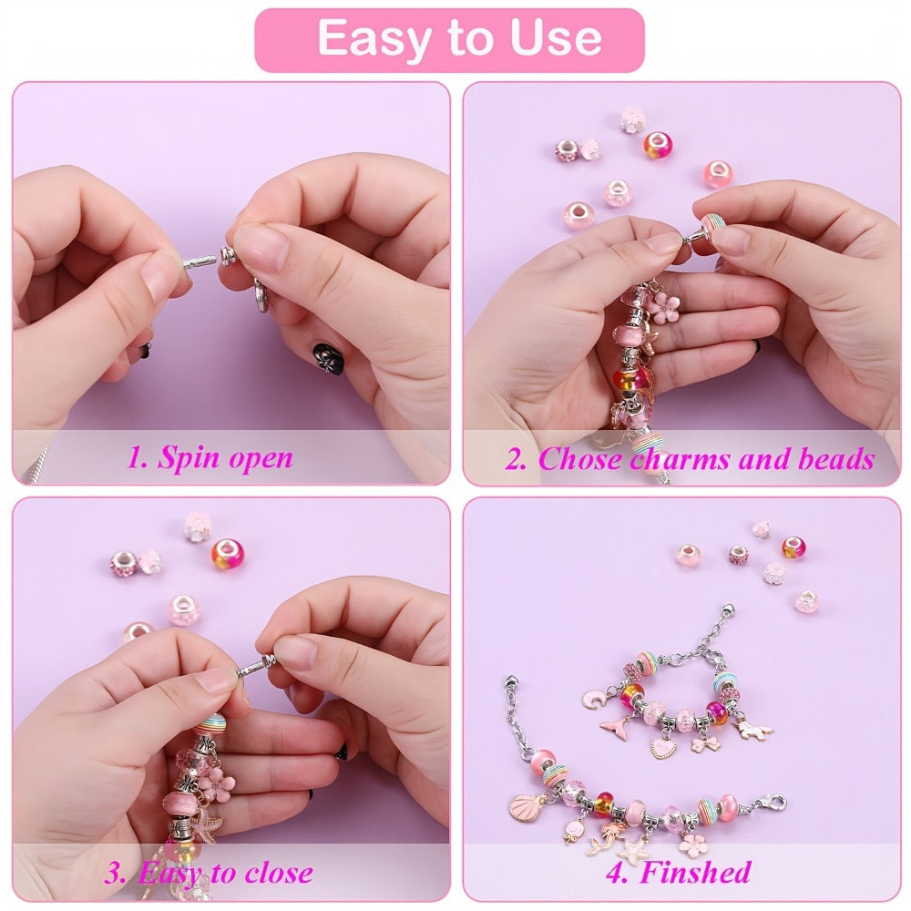 DIY Beaded Bracelet Making Kit, 7 Styles, Unicorn & Mermaid