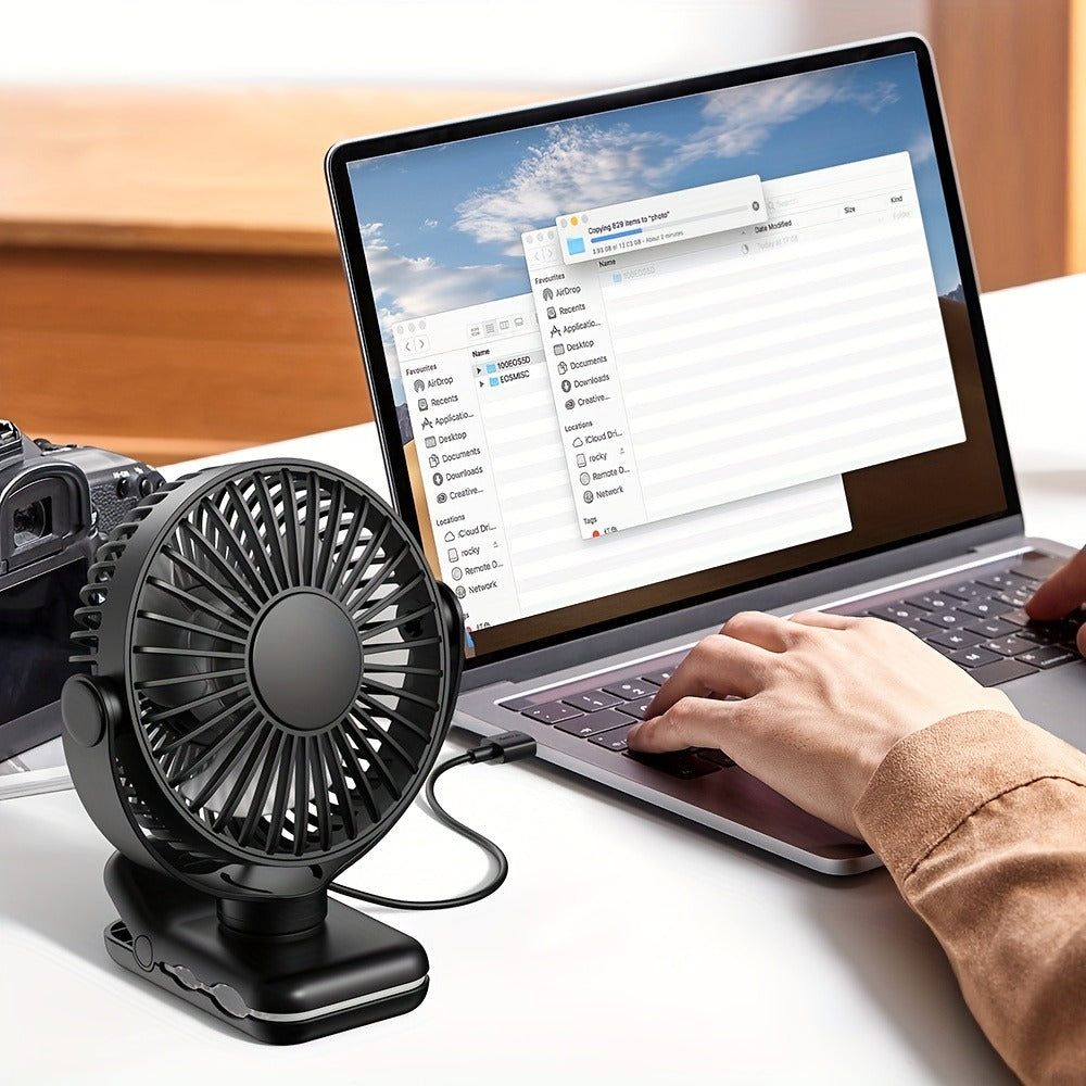 Clip on Fan USB Desk Fan, Brushless Motor Whisper Quiet Portable Mini Fan with Strong Clamp, USB Powered Personal Cooling Fan for Office Bedroom Dorm Stroller, 360° Adjustable, Black Pink