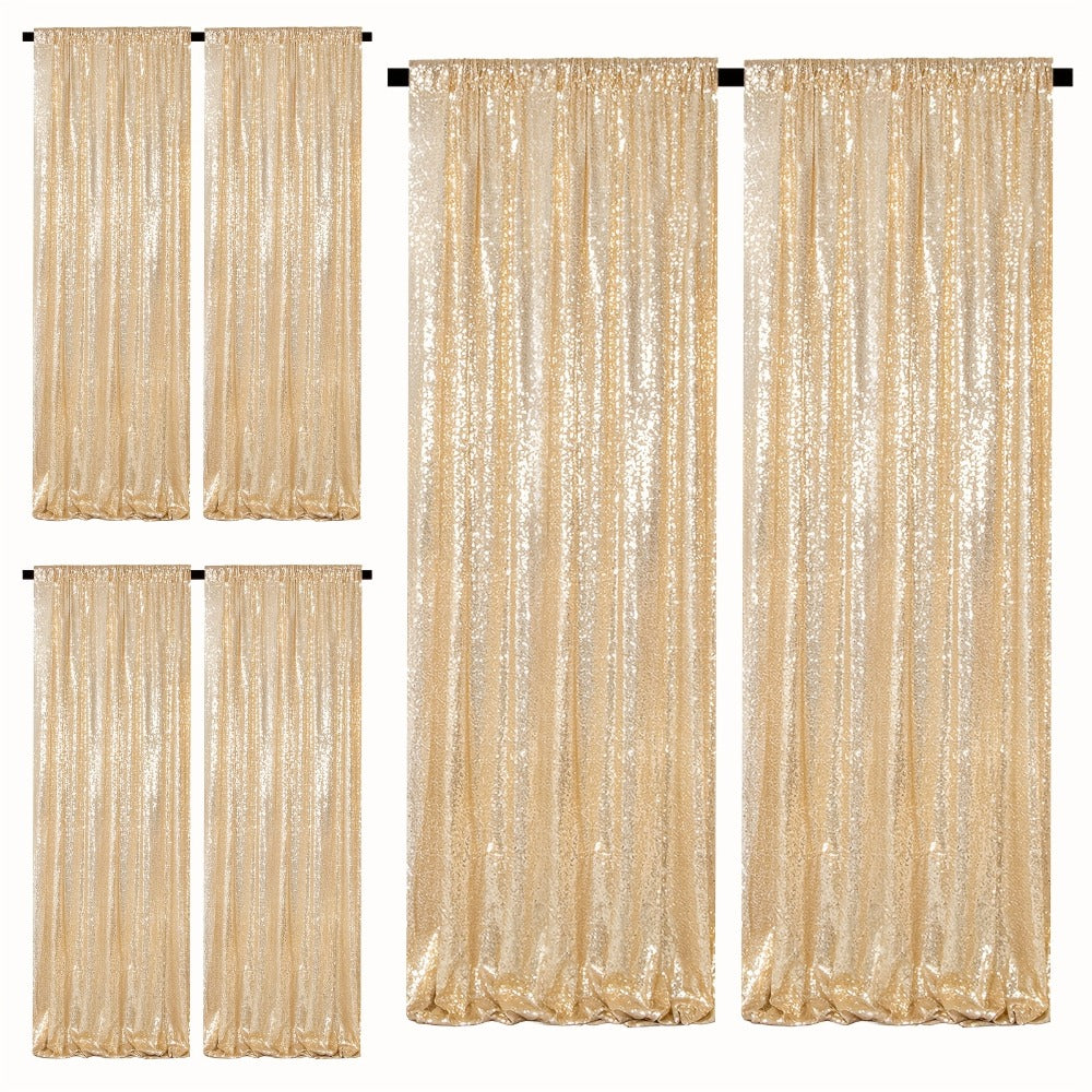 Sequin Backdrop Curtains 2FTx8FT Glitter Photography Background Panels for Party Wedding Birthday Stage Decoration Gold Yellow Shimmer Curtain Set 4 6 10 Panels Available