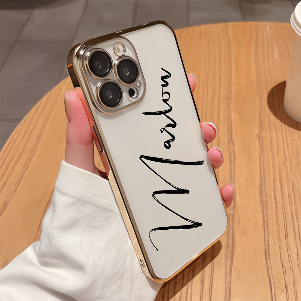 Custom Name Calligraphy Phone Case Personalized Transparent DIY Gift for iPhone 17 16 15 14 13 12 11 Pro Max Plus Air & Samsung Galaxy S25 S24 S23 S22 Ultra Plus