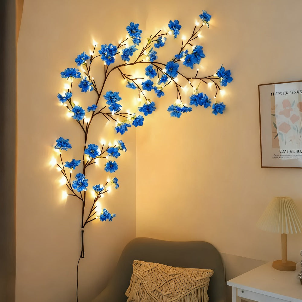 Cherry Blossom LED Fairy Lights USB Powered – 96-Light Faux Floral Garland, Dimmable Warm & Cool White, Plug & Play | Firework, Butterfly & Pink Styles | Bedroom, Party & Holiday Indoor Decor
