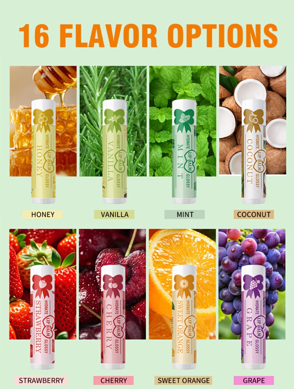 Flavored Lip Balm Set 16 Pack – Assorted Scented Moisturizing Lip Balms for Long-Lasting Hydration & Natural Shine | Bulk Lip Care Kit for Dry Lips | Gift Set for Women, Girls & Teens, All Skin Types