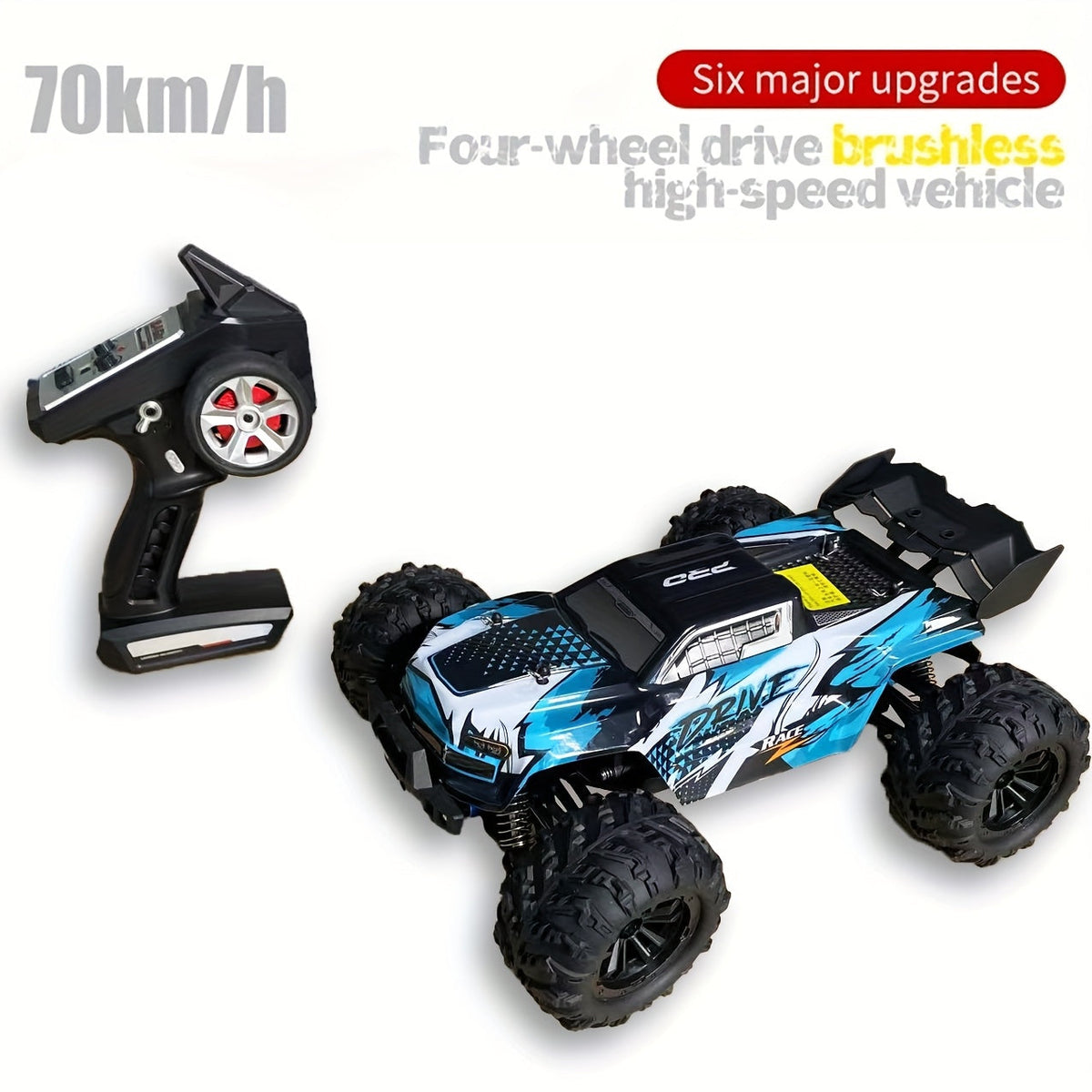 RC Off-Road Car 1:16 Scale 4WD, 70 KM/H 2.4GHz All-Terrain Monster Truck