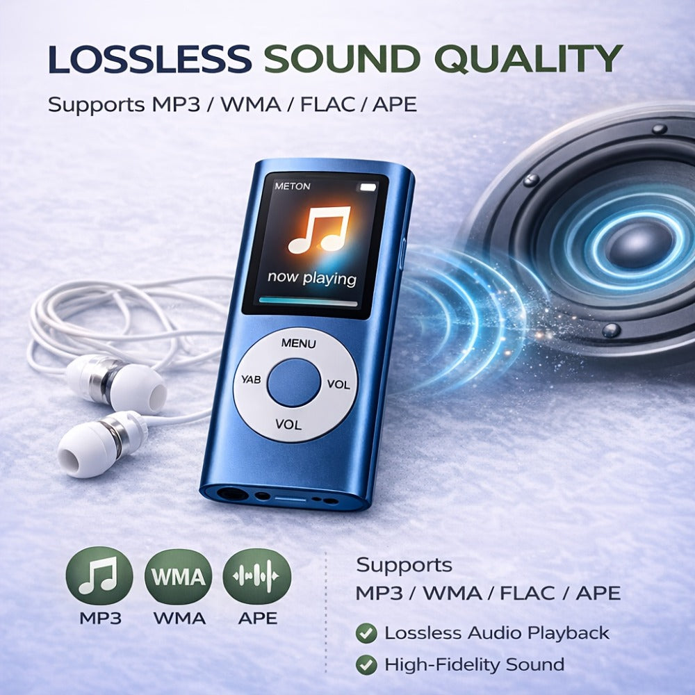 Portable MP3 Music Player with 1.8" LCD Display, Compact Digital Audio Player with FM Radio, Voice Recorder, Expandable Storage, Earphones Included, for Kids Adults Travel Gym Outdoor