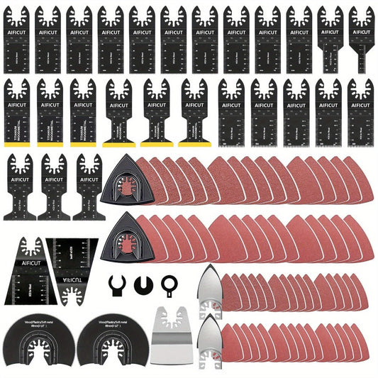 Oscillating Tool Blade Kit with Bi-Metal Blades, Sanding Pads & Six Sandpaper Grits