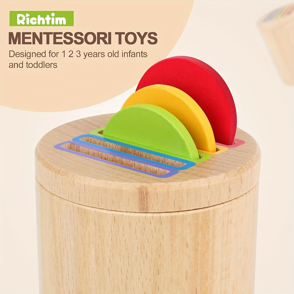 Wooden Color Sorting Coin Box Toy for Toddlers 1+ – Montessori Educational Sensory Learning Toy with 10 Colorful Blocks & Storage Bag, Fine Motor & Hand-Eye Coordination Toy, Christmas Gift for Boys & Girls