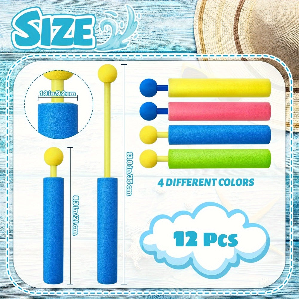 Squirt Water Gun Bulk Pack for Kids, Foam Shaft Soaker Blasters in 6, 12 or 18 Count