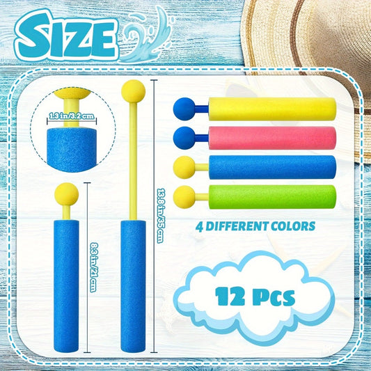 Squirt Water Gun Bulk Pack for Kids, Foam Shaft Soaker Blasters in 6, 12 or 18 Count