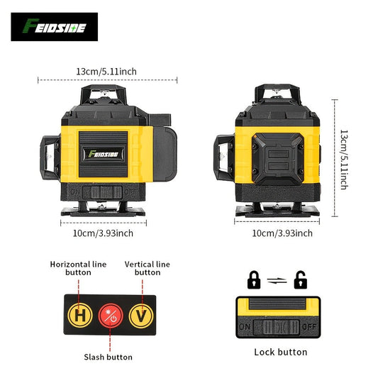 Laser Level Kit with 16-Line 4D 360° Self-Leveling Projection and Five Kit Options