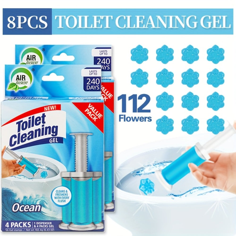 Toilet Gel Stamp Cleaner Air Freshener Flower Scented Bathroom Cleaning Gel Prevents Scale Toilet Ring 6 Fragrance Options Ocean Lavender Floral Peach Lemon Pine 4 Pcs or 8 Pcs with Dispenser