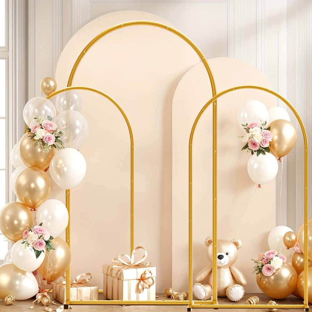 3-Pack Golden Metal Photo Backdrop Arch Set (7.2/6.6/6ft) | Wedding Ceremony Party Frame for Birthday, Graduation, Photography Background Decor, Halloween, Thanksgiving & Christmas Gift