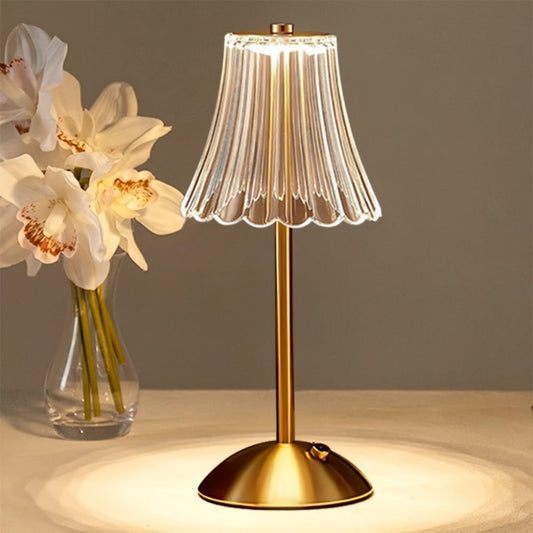 Cordless Table Lamp Vintage Gold Rose Design USB Rechargeable - 3 Color Temperatures Touch Dimmable LED Desk Lamp Portable Indoor Outdoor for Nightstand Dining Room Bedroom Patio - 12 Inch 1 or 2 Pack