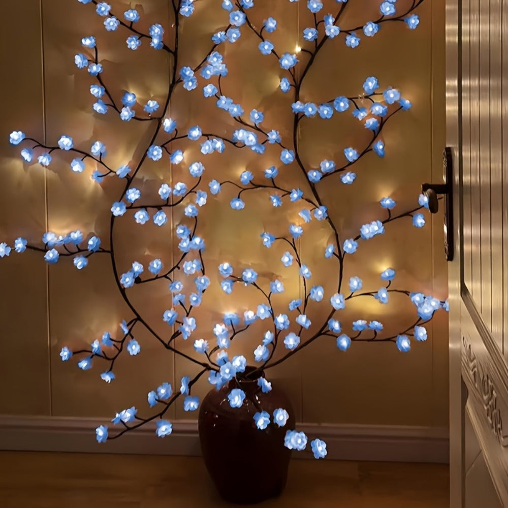 Cherry Blossom LED Fairy Lights USB Powered – 96-Light Faux Floral Garland, Dimmable Warm & Cool White, Plug & Play | Firework, Butterfly & Pink Styles | Bedroom, Party & Holiday Indoor Decor