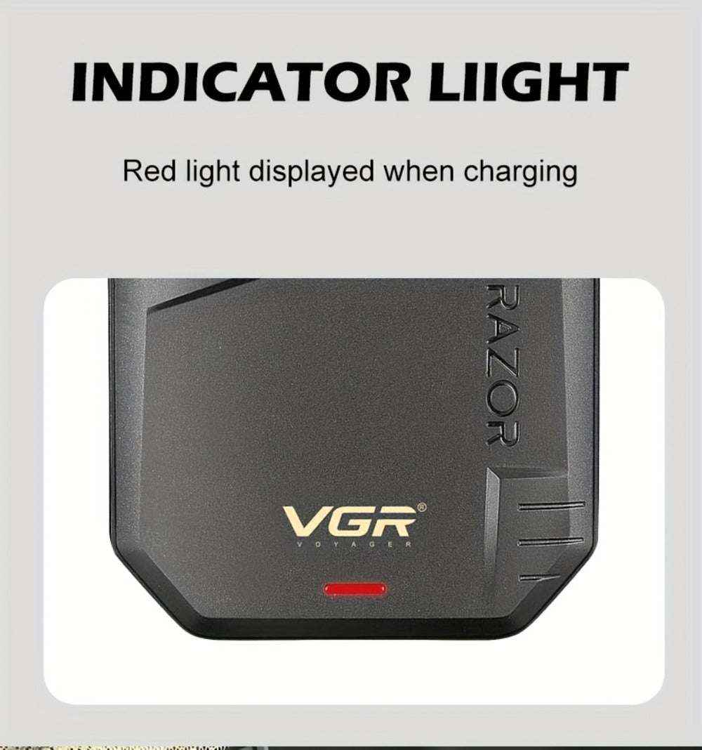 Electric Foil Shaver for Men USB Rechargeable Cordless – VGR Professional Beard Sideburn Trimmer Close Shave Travel-Ready Minimalist Black Design, Great Gift for Him Models V-363 V-375