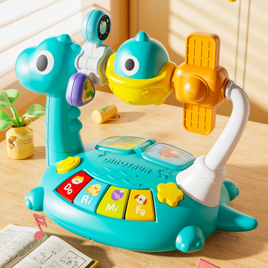 Dinosaur Piano Music Toy with Rotating Feature in Red or Blue