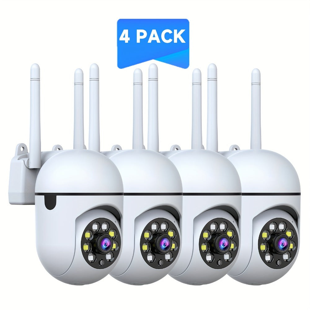 4-Pack Indoor Security Camera 5GHz WiFi 3MP 360° Pan Tilt Zoom, AI Motion Detection & Auto-Tracking, Color Night Vision, Two-Way Audio, Cloud & SD Storage – Plug-In Pet Baby Family Home Monitor System