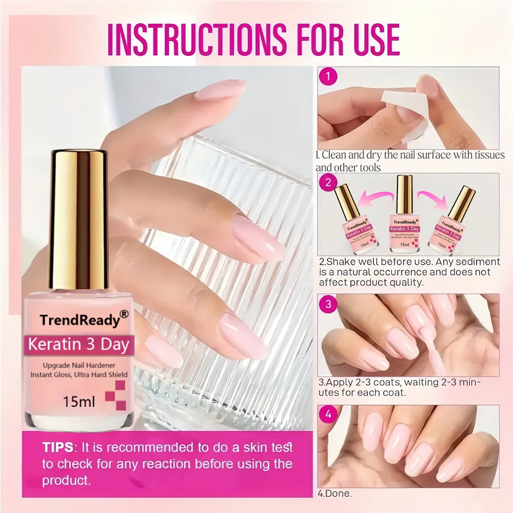 Nail Strengthener 2 Pack 4-in-1 Natural Protein Hardener — Extra Strong Fast Drying Nail Growth Treatment Base Coat for Weak Brittle Splitting Nails, Women Men All Nail Types