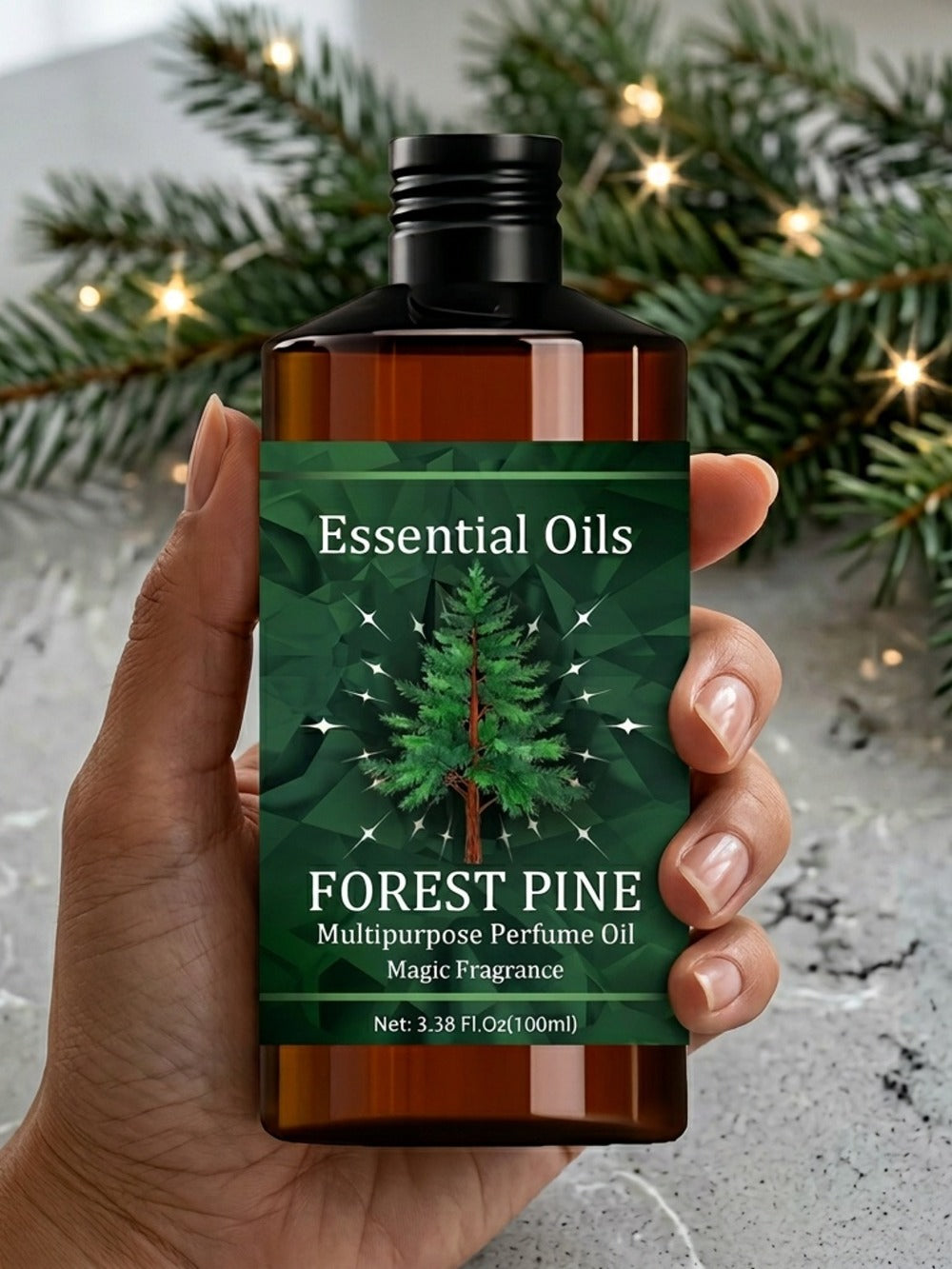 Forest Pine Essential Oil with Glycerin & Jojoba 100ml 3.38oz – 100% Pure Natural Therapeutic Grade for Skin Care, Hair Growth, Nail Strengthening, Body Massage & Aromatherapy, Wellness Gift for Women Men