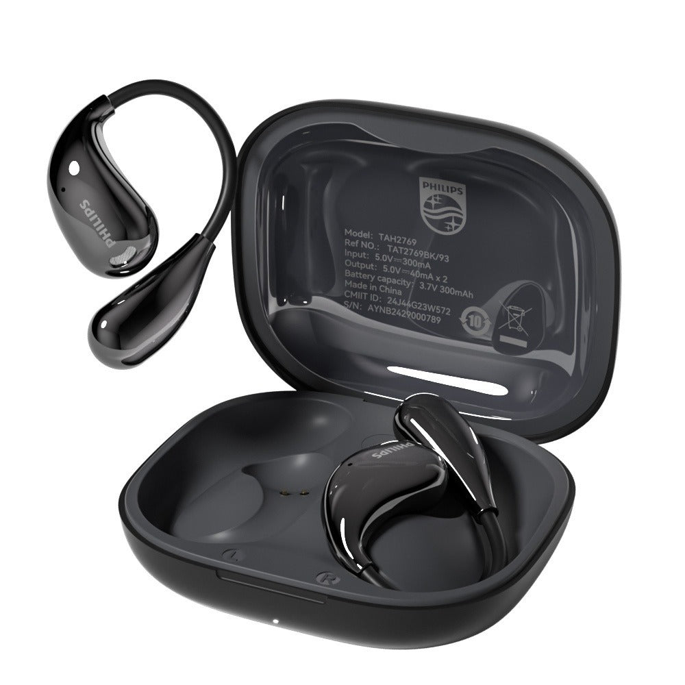 Philips TAT2769 Earhook Running Earbuds Bluetooth 5.4 Noise Cancelling Mic Secure Sport Fit Over-Ear Wireless Headset for Running Sports Gym Black White Blue
