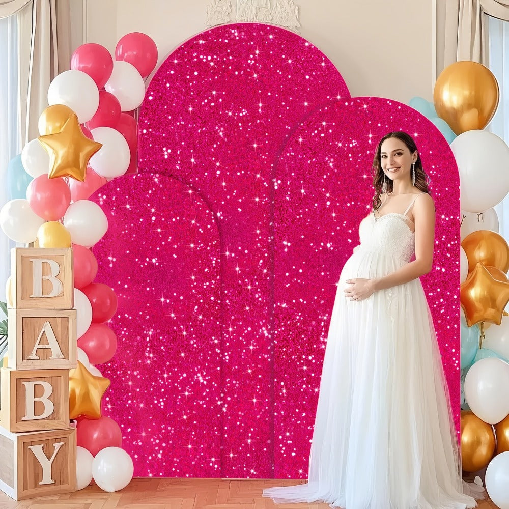 Sequins Wedding Arch Cover Set of 3 Sizes 4ft 5ft 6ft Metallic Spandex Arch Backdrop Cover Payette Glitter Arch Stand Cover for Wedding Birthday Party Decoration