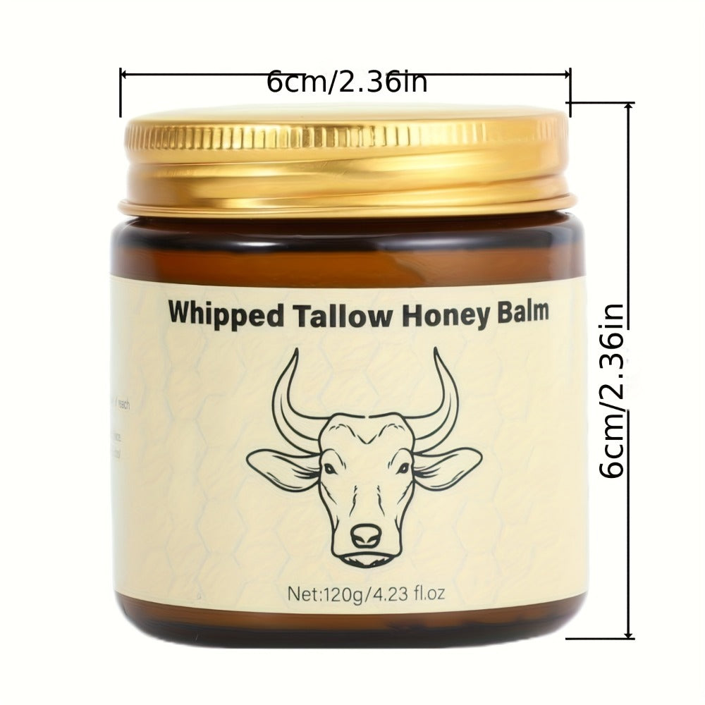 Whipped Beef Tallow Balm for Face & Body 4oz - Grass-Fed with Honey, Natural Non-Greasy Deep Moisturizer for Dry & Sensitive Skin, Vitamins A D E K, Unrefined Formula for Women & Men