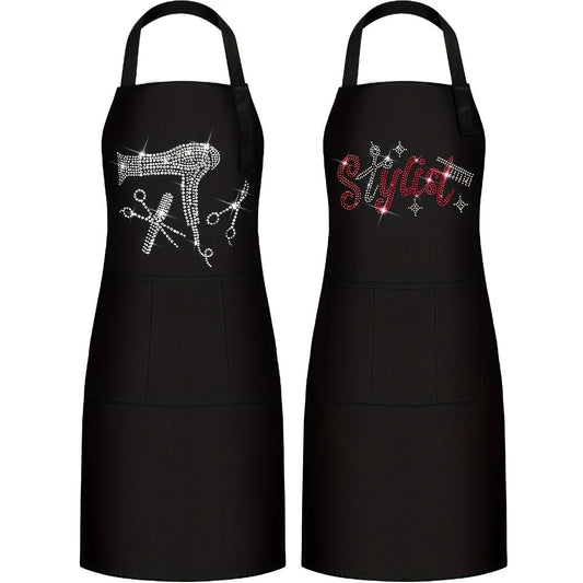 Rhinestone Barber Aprons, Set of 2 with 3 Pockets