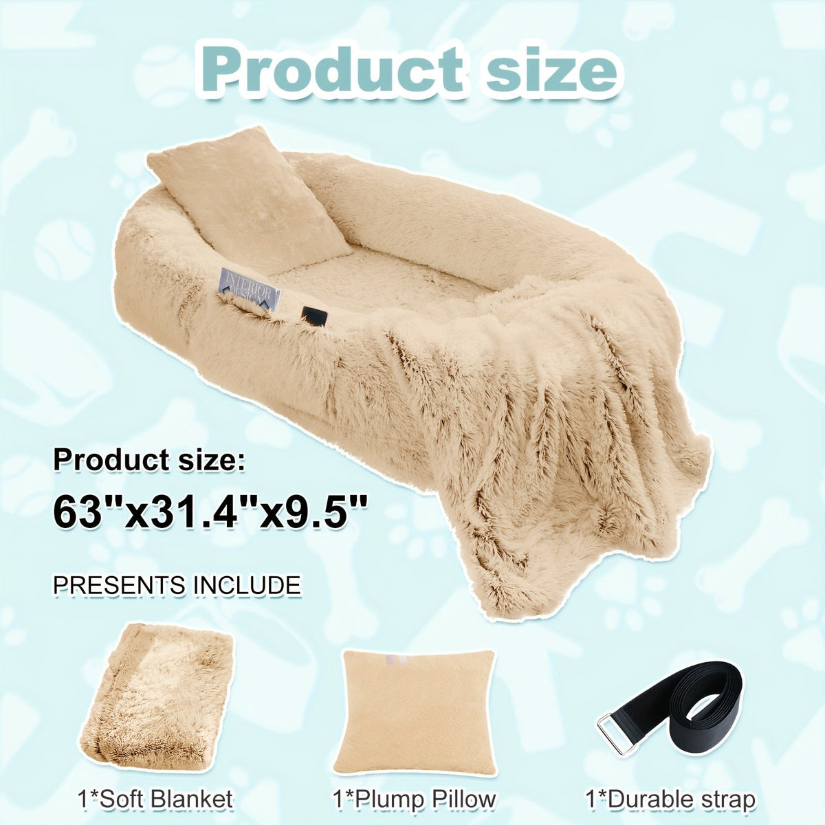Human Dog Bed with Washable Faux Fur Cover in Two Size Options for People and Pets